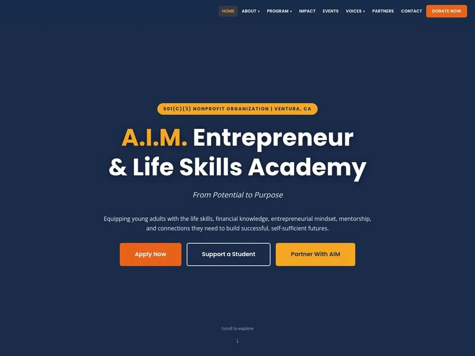 AIM Academy website homepage screenshot