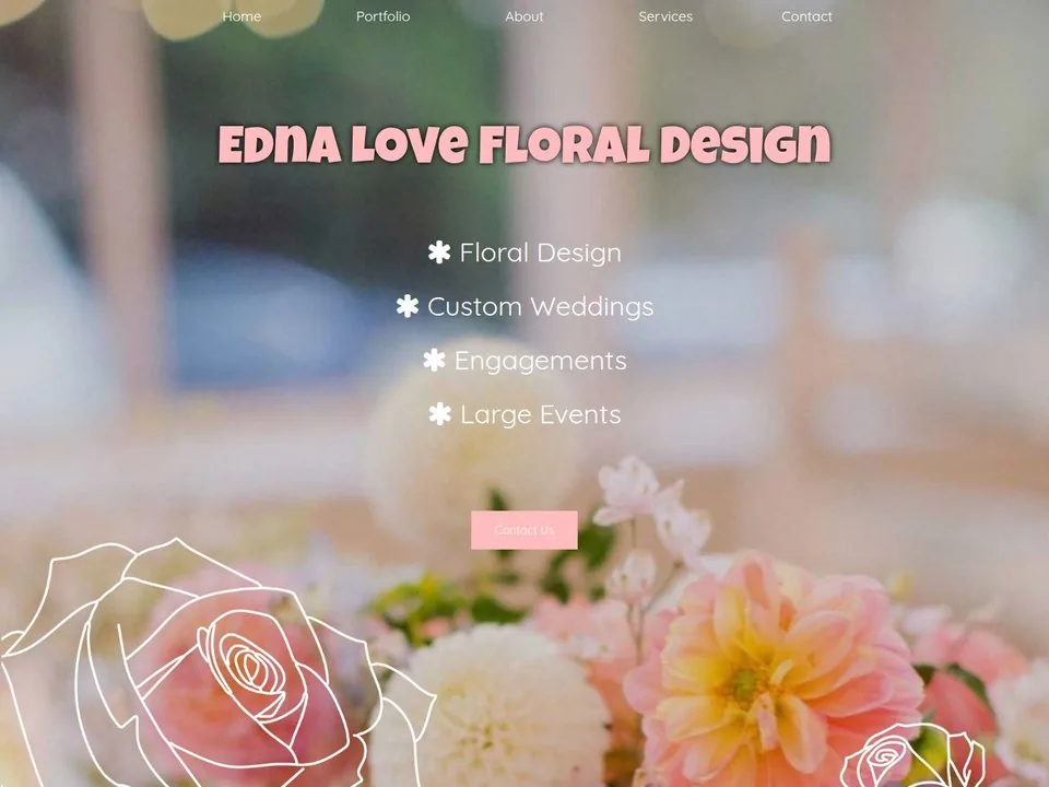 Edna Love Floral Design website homepage screenshot