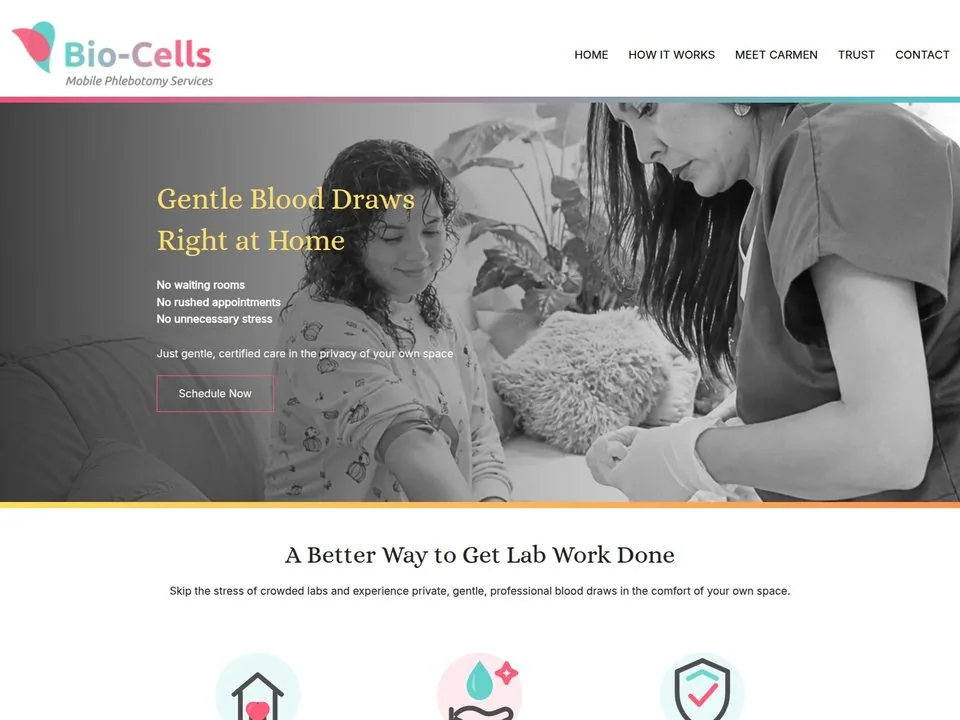 Bio-Cells Mobile Phlebotomy website homepage screenshot