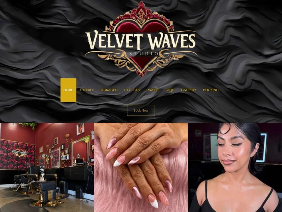 Velvet Waves Studio website homepage screenshot