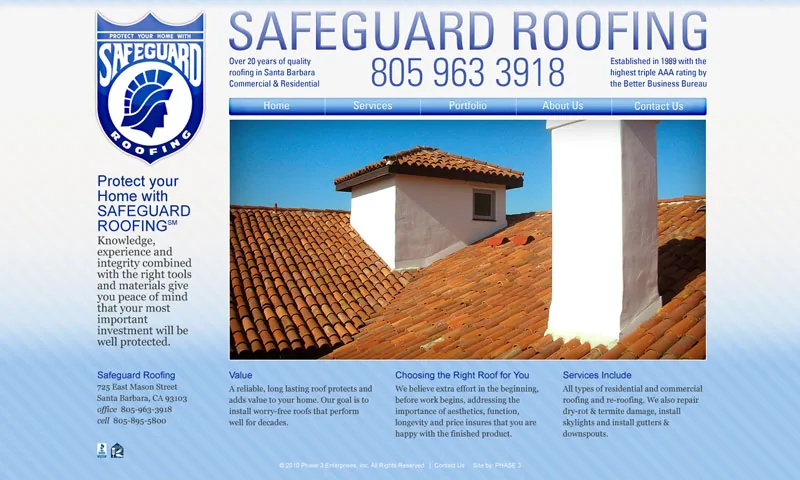 Safeguard Roofing website project